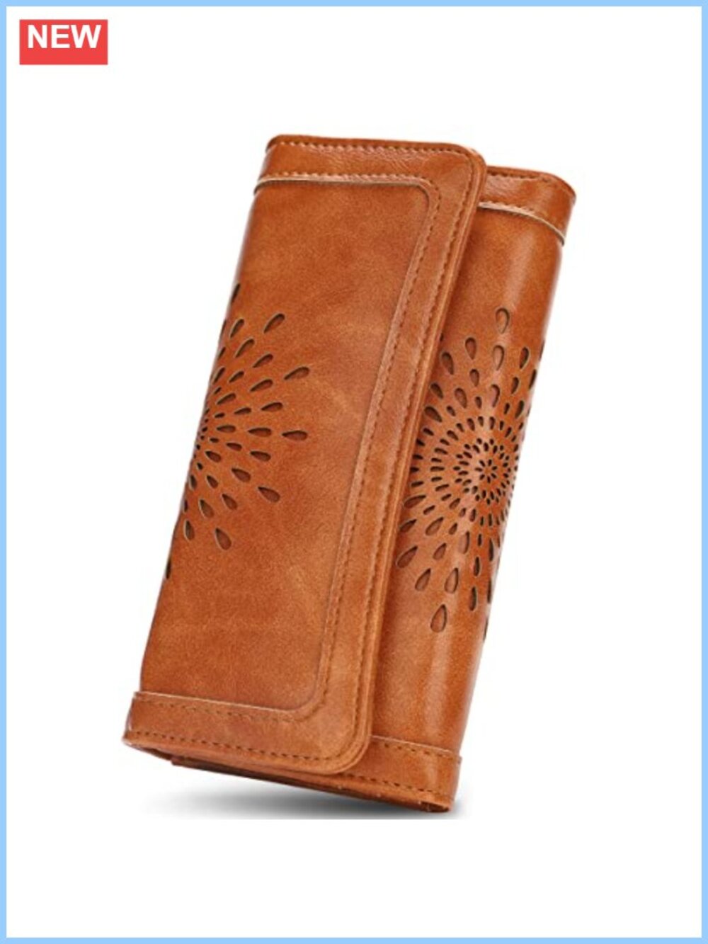 PU Leather RFID Blocking Long Wallet Clutch Sunflower Design Card Holder